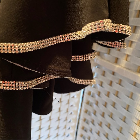 MSK Black XL dress,3/4 sleeves,boat neck,Rhinestones trim neckline and sleeves. - Picture 3 of 11